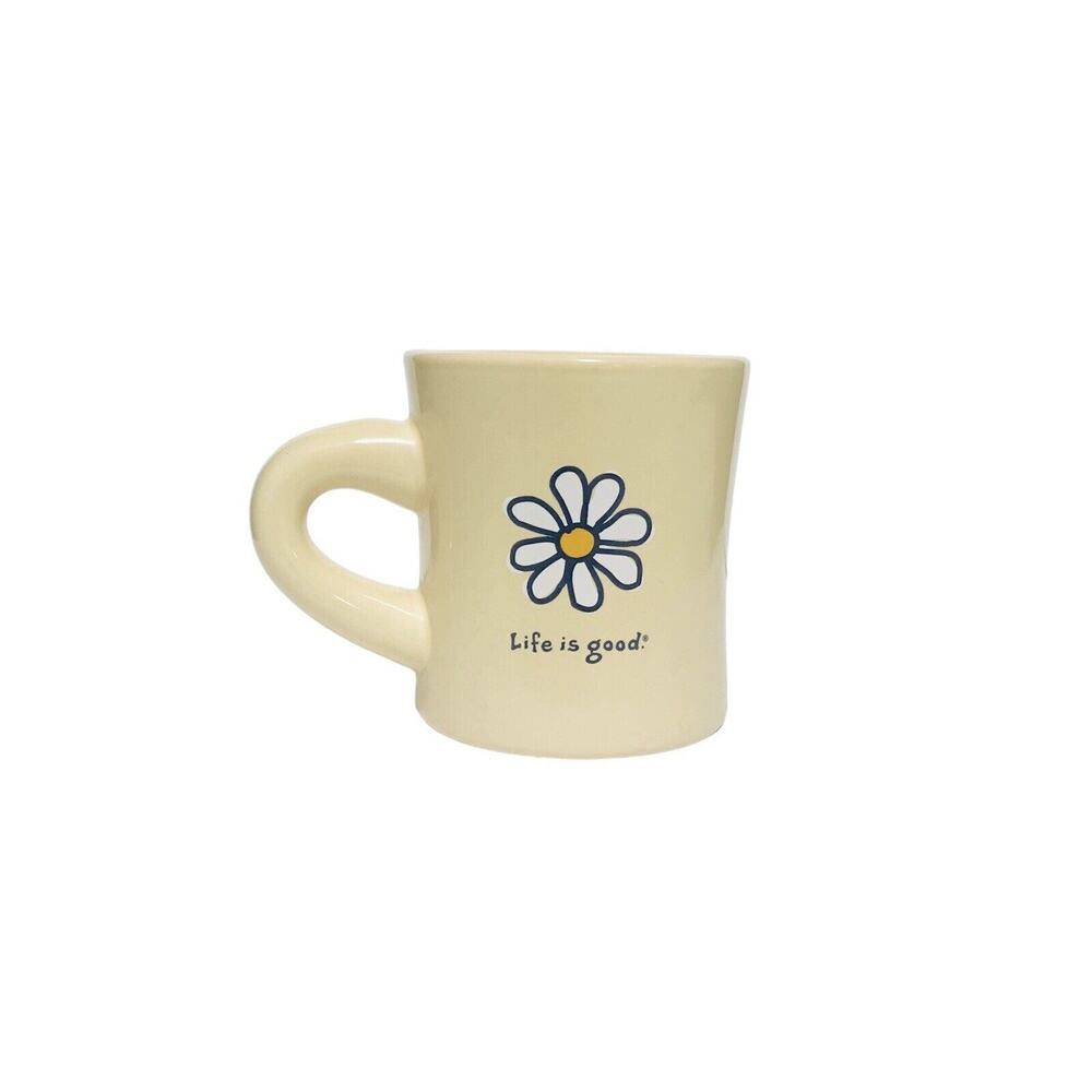 Life is Good Yellow Flower 4" Ceramic Coffee Mug